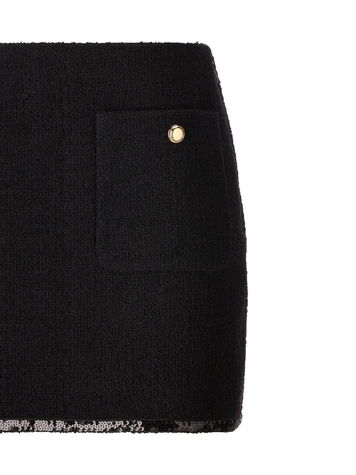 Miu Miu Logo-Patch Sequin-Trim Mini Skirt