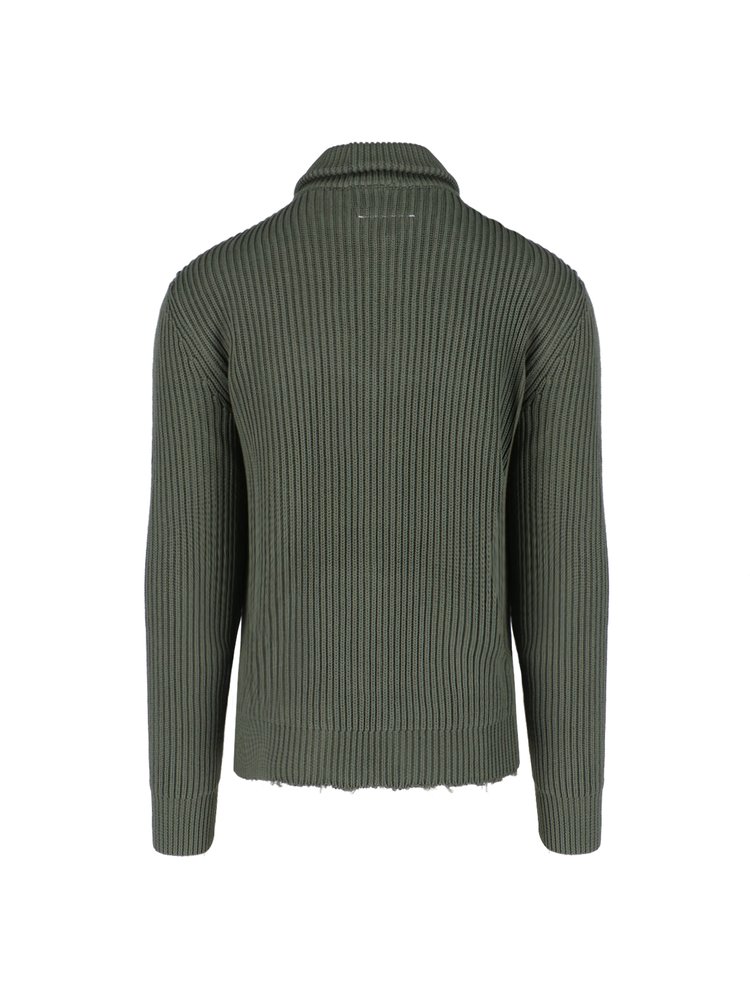 MM6 Maison Margiela Ribbed-Knit Zipped Cardigan – Cettire