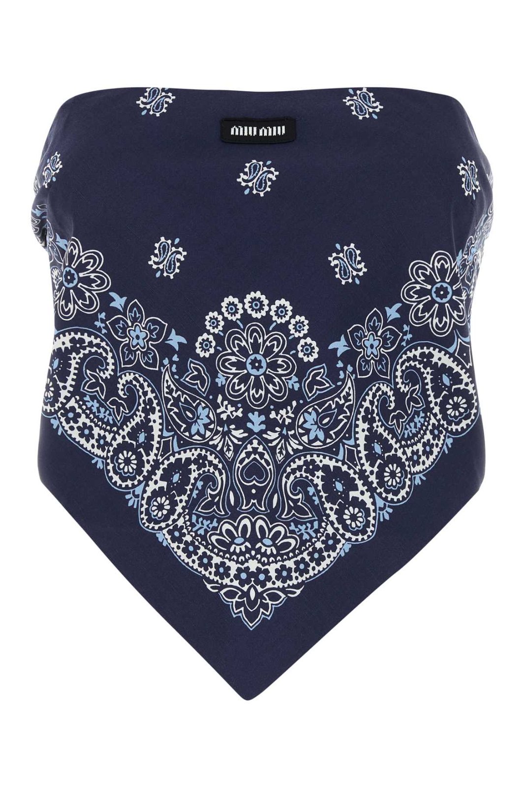 Miu Miu Bandana Printed Strapless Cropped Top
