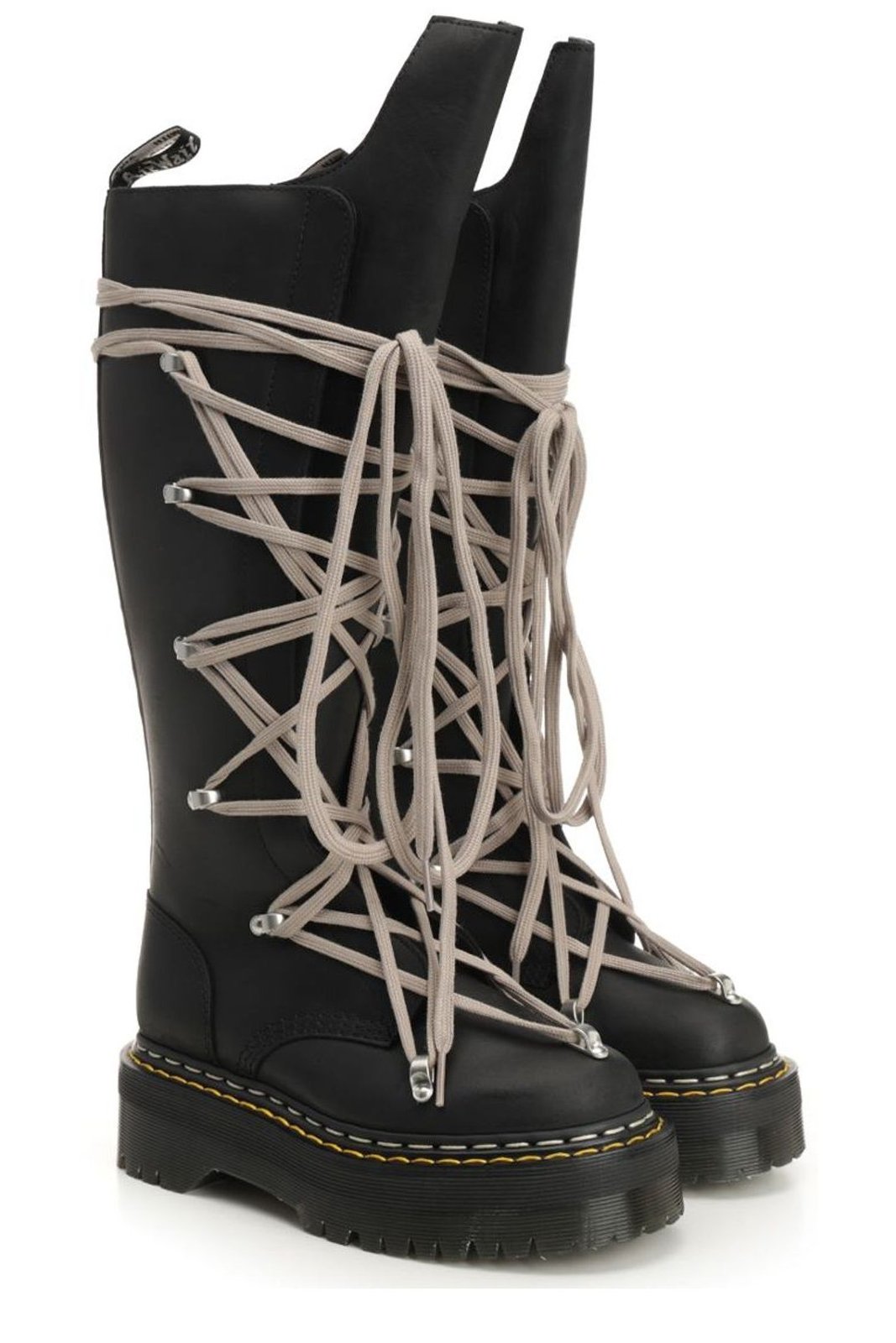Rick Owens Round Toe Lace-Up Boots